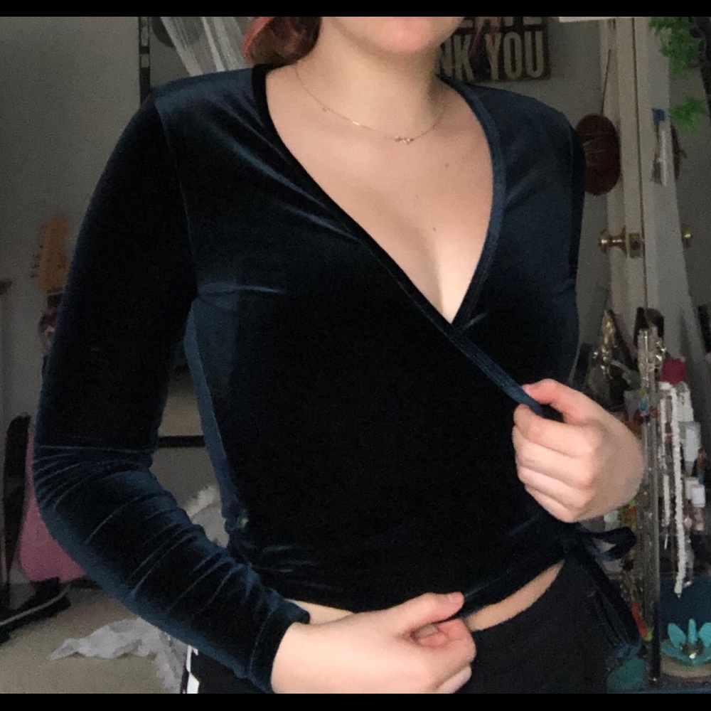 Velvet wrap top